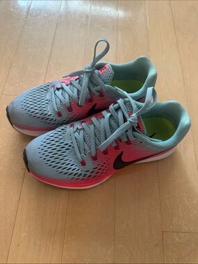Nike Women's Athletic Running Shoes - Light Blue with Pink and Black